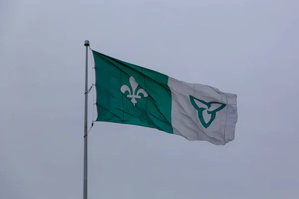 Bandera Franco Ontariana Ondea Asta Bandera Aire Libre Mostrando Los — Foto de Stock