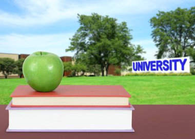 kitap ve üniversite kampüsü