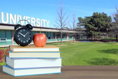 yüksek öğretim kavramı: kitap, kampüs, üniversite