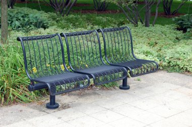 Gündüz vakti şehir parkında banka yakın çekim