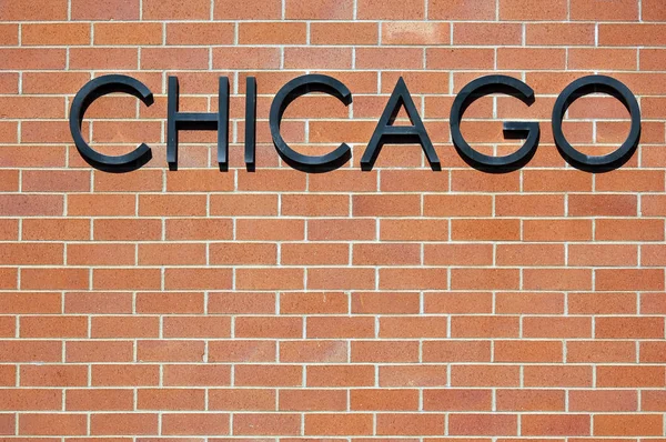 Closeup Chicago Word Brick Wall Background — Stock Photo, Image