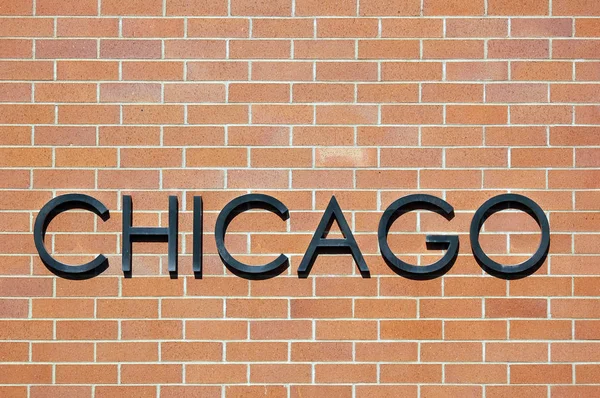 Closeup Chicago Word Brick Wall Background — Stock Photo, Image