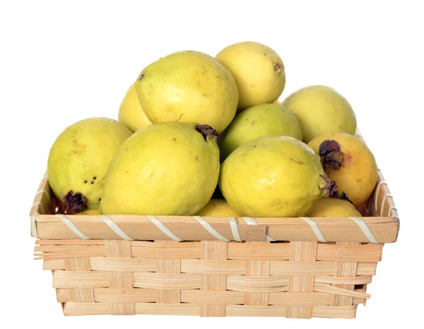Many Guava Fruit Basket Isolated White — Stock Photo, Image