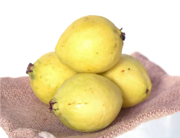 Many Guava Fruit Basket Isolated White — Stock Photo, Image