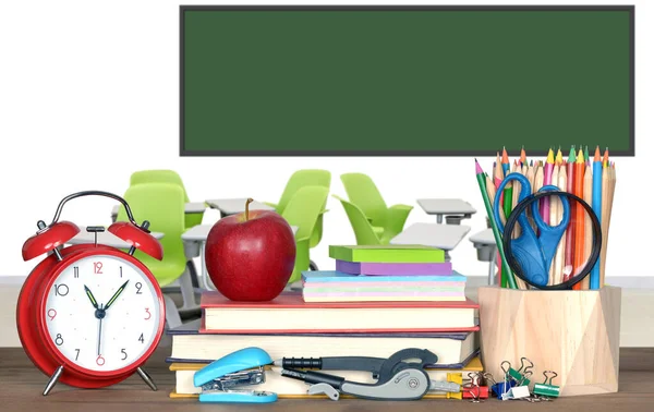 Books and empty classroom — Stock Photo, Image