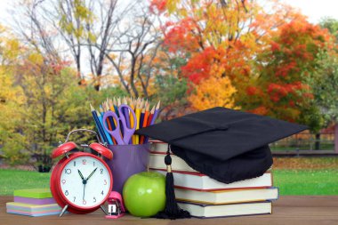 Kitap ve okul bahçesi