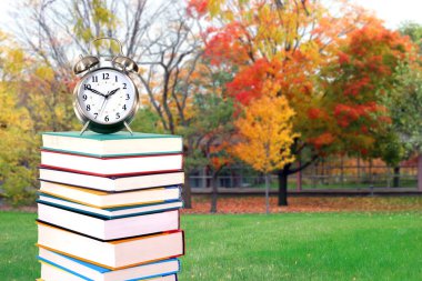 Kitap ve okul bahçesi