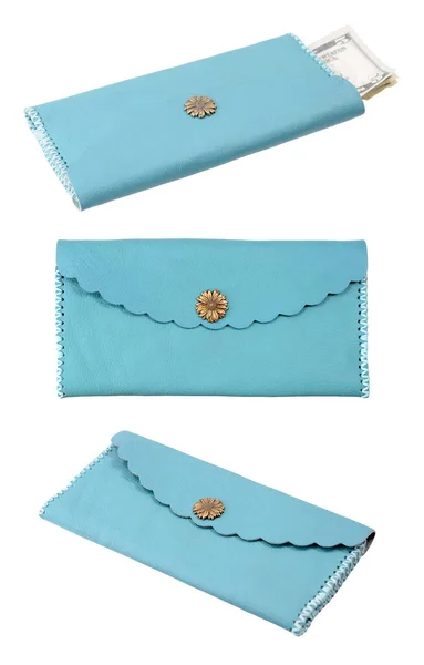 Blue handmade wallet — Stock Photo, Image
