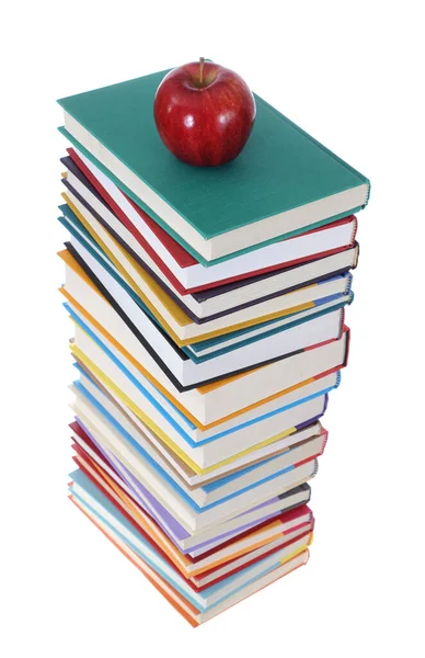 Libros y manzana —  Fotos de Stock