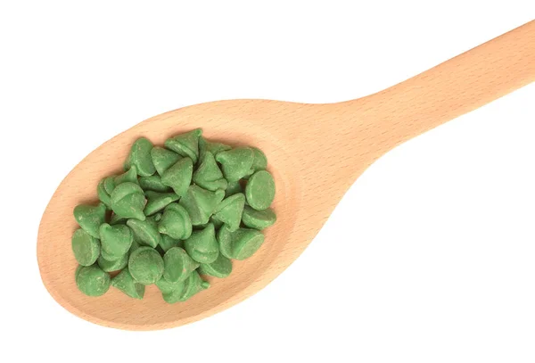 Mint Nipple Chips Wooden Spoon Isolated White — Stock Photo, Image