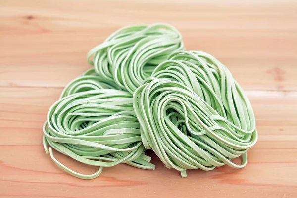 Bunch Dried Green Noodle Wooden Table — Stock Photo, Image