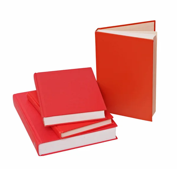 Dört kırmızı kitap — Stok fotoğraf