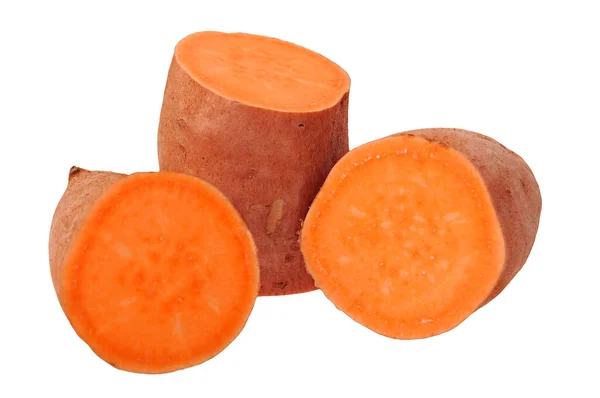 Cutting sweet potatoes — Stock Photo, Image
