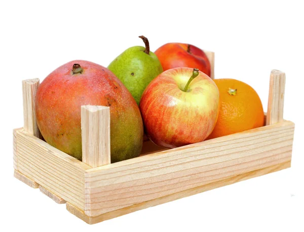 Mango, Orange, Pfirsich, Apfel und Birne — Stockfoto