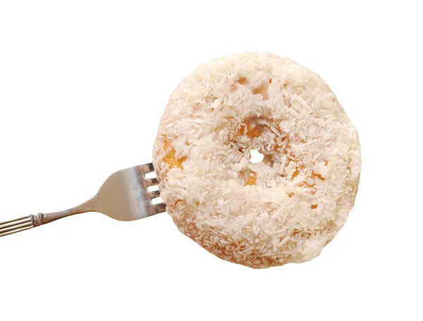 Fork and coconut bagel — Stock Photo, Image