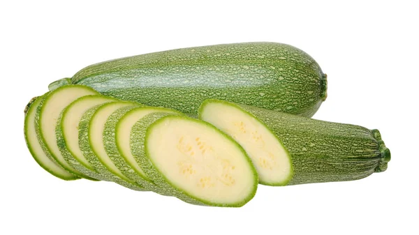 Zucchini ganz und in Scheiben schneiden — Stockfoto