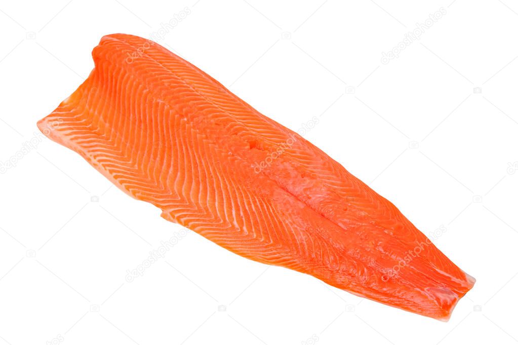 filleted salmon isolated on white background 