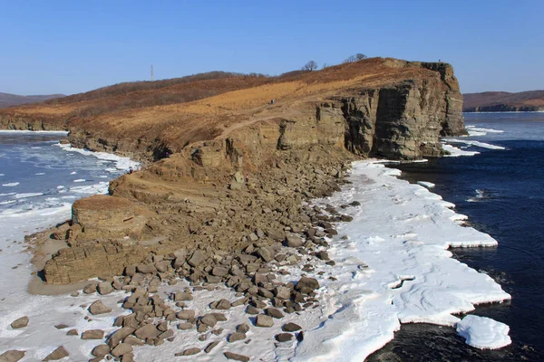 Winter Landscape Cape Tobizin Tobisin Russian Island Vladivostok — Stock Photo, Image