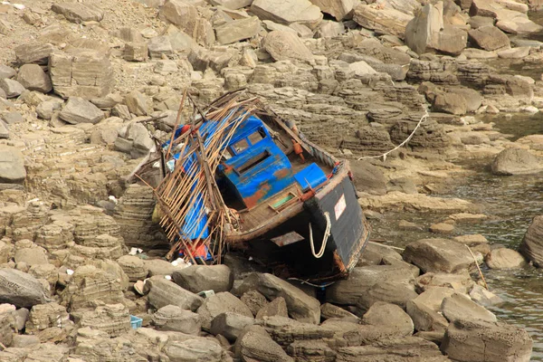 Korean fishing boats washed ashore at Tobizin Cape, Russian Island, Vlaivostok.