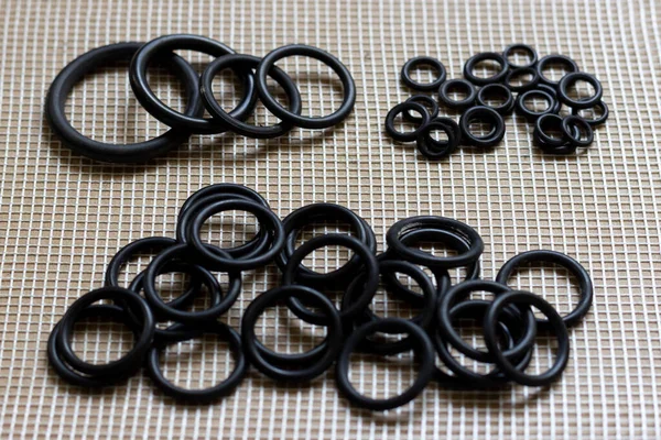 Set Sealing Rubber Rings Different Sizes Designed Seal Units Parts — Stock Photo, Image