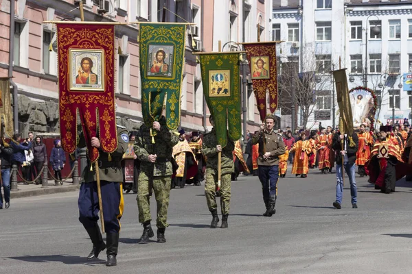 Vladivostok Russia April 2018 Cossacks Representatives Ethno Social Community Cossacks — Stock Photo, Image