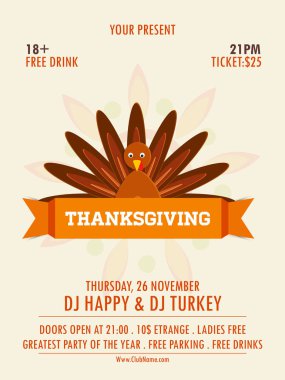 Şükran Günü poster tasarımın kutlu olsun. Tebrik kartı. Sonbahar yaprakları ve arka planda Mutlu Şükran Günleri yazıları. Kutlama tipografi afişi. Vektör illüstrasyonu