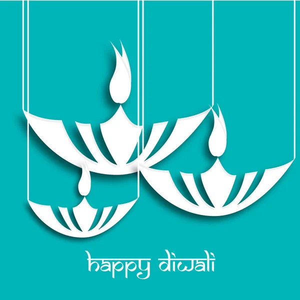 Diwali Festival Holiday Design Mit Papierschnitt Stil Indisch Grußkarte Zum — Stockvektor