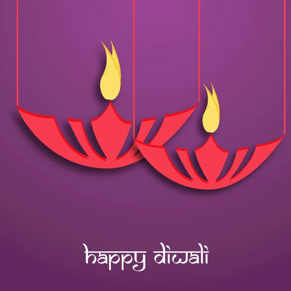 Diwali Festival Diseño Vacaciones Con Estilo Corte Papel India Tarjeta — Vector de stock