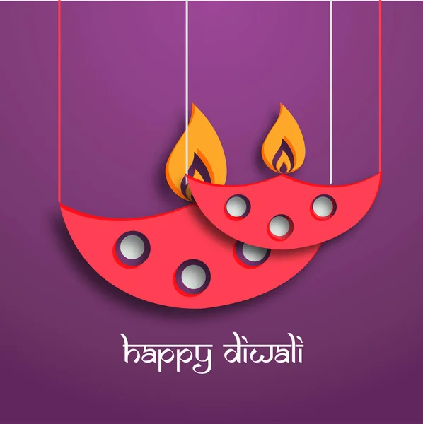 Diwali Festival Diseño Vacaciones Con Estilo Corte Papel India Tarjeta — Vector de stock