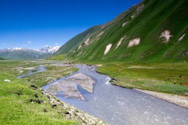 Truso Vadisi, Georgia. Terek nehri ile manzara.