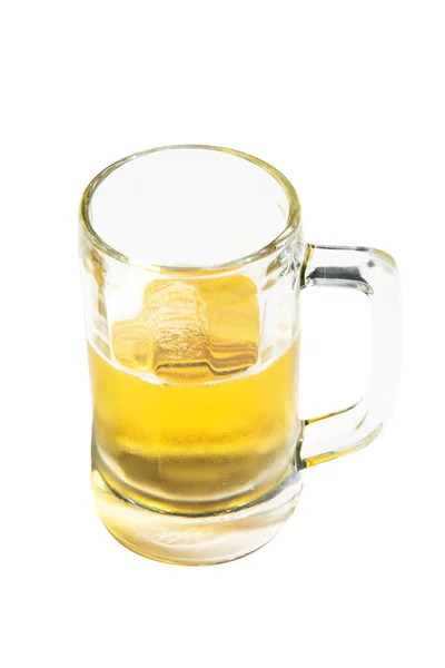 Vaso Cerveza Medio Borracho Aislado Fondo —  Fotos de Stock