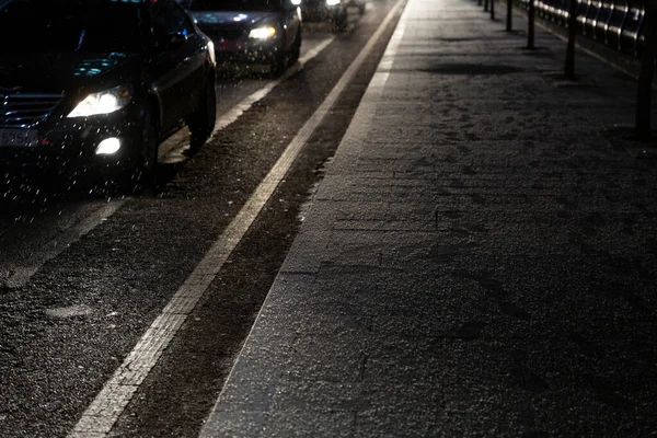 Inverno Sta Arrivando Nevicando Notte — Foto Stock