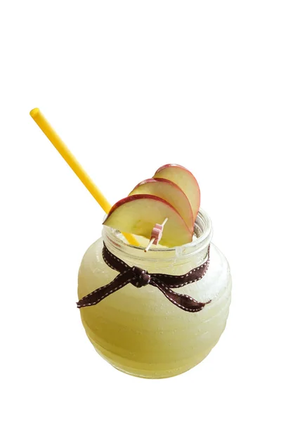 アップルサイダーレモン蜂蜜ジュース白で隔離された — ストック写真