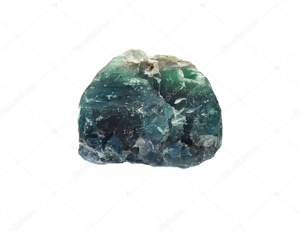 Natural rock - blue green Apatite gemstone on background