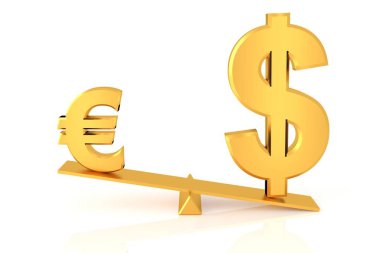 Dolar ve Euro karşılaştırma. 3D render.