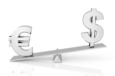 Dolar ve Euro karşılaştırma. 3D render.