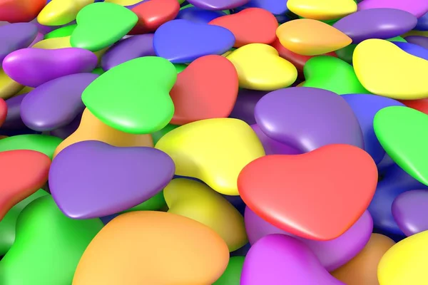 Renkli Kalpler Arka Plan Render — Stok fotoğraf
