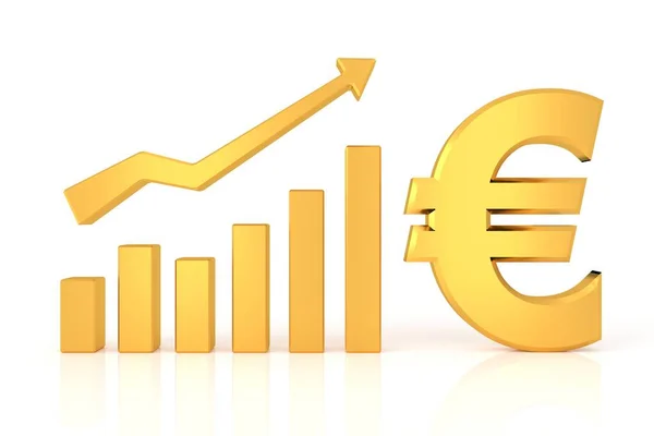 Gráfico Sucesso Com Sinal Euro Renderização — Fotografia de Stock