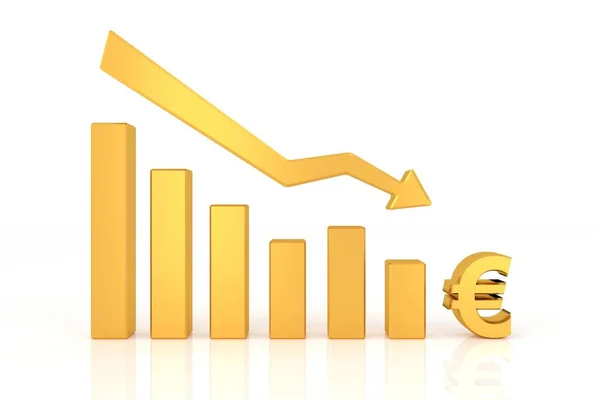 Graficul Jos Monedei Euro Redare — Fotografie, imagine de stoc