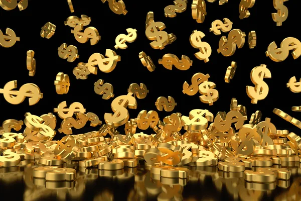 Złoty Znak Dolara Renderowania — Zdjęcie stockowe