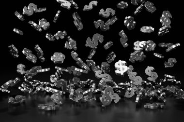 Gümüş dolar işareti. 3D render.