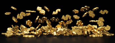 İnternet sitesi afişi için dolar işareti. 3d sıralama.