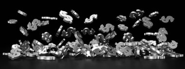 İnternet sitesi afişi için dolar işareti. 3d sıralama.