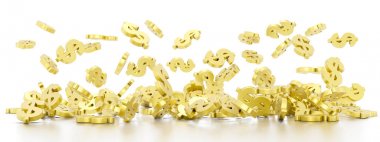 İnternet sitesi afişi için dolar işareti. 3d sıralama.