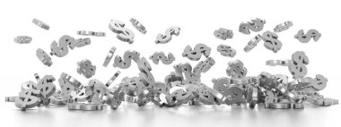 İnternet sitesi afişi için dolar işareti. 3d sıralama.