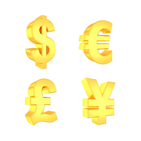 Currency Symbols Isolated White Redering — Stock Photo, Image