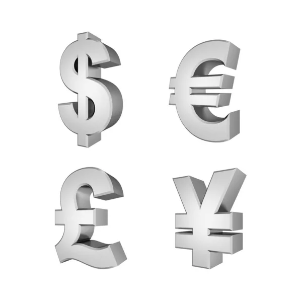 Currency Symbols Isolated White Redering — Stock Photo, Image