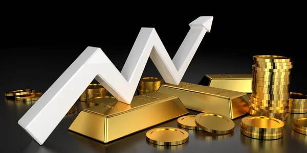 Gold Bars Website Banner Rendering — Stock Photo, Image