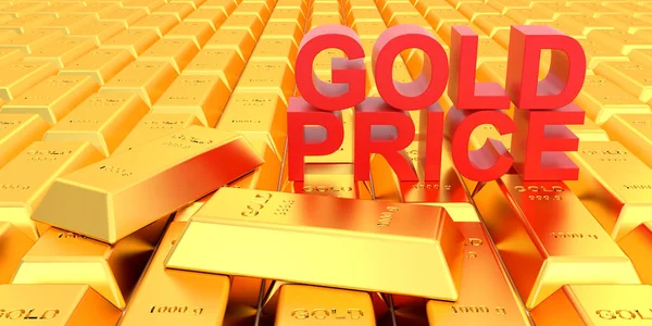 Gold price for website banner. 3D rendering of gold bars.