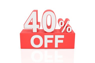 Yüzde kırk. Satış afişi. 3d render.